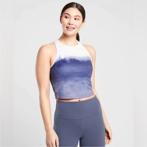 Athleta Shanti Grey Watercolor Ombré Racerback Crop Tank Size Small